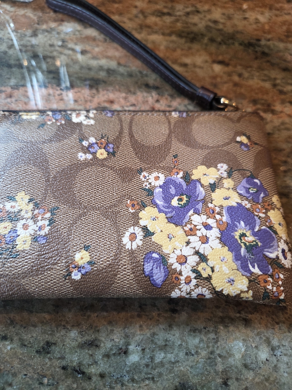 Coach Metallic Beige And Gold Signature Crossbody with Floral Wristlet - Picture 8 of 9